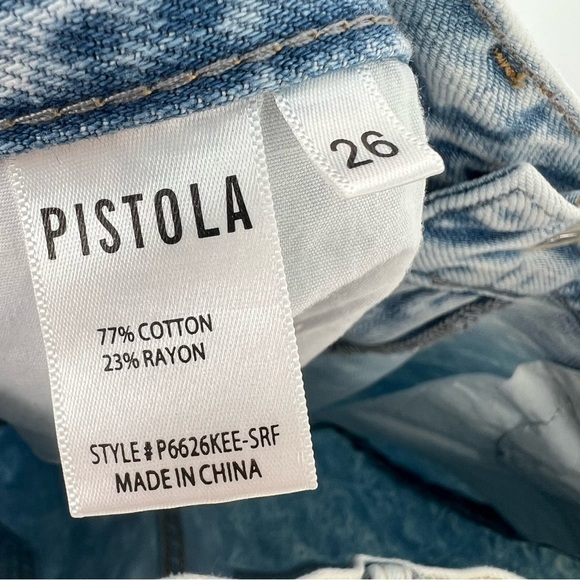 PISTOLA‎ light Wash Raw Hem Straight Leg Jeans Cotton Blend 26 - Picture 6 of 10